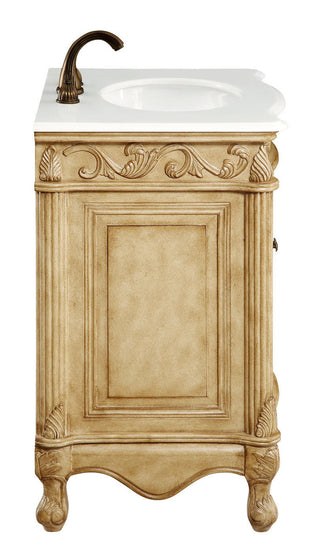 27 inch Single Bathroom vanity in Antique Beige with ivory white engineered marble