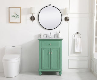 24 inch Single Bathroom vanity in vintage mint with ivory white engineered marble