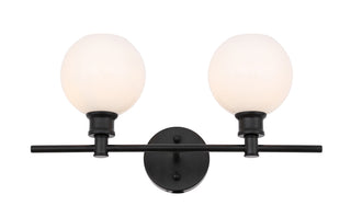 Collier 2 light Black and Frosted white glass Wall sconce