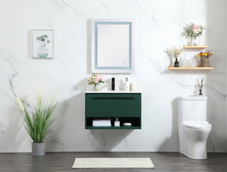 30 inch Single bathroom vanity in green with backsplash