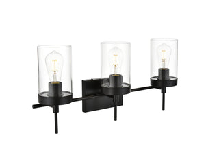 Benny 3 light Black and Clear Bath Sconce