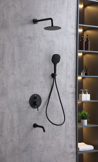 George Complete Shower and Tub Faucet with Rough-in Valve in Matte Black