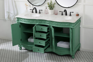 60 inch double bathroom vanity in vintage mint