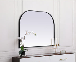 Metal Frame Arch Mirror 40x30 Inch in Black