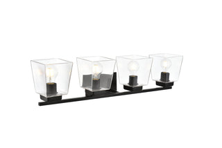 Merrick 4 light Black and Clear Bath Sconce