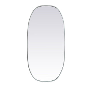 Metal Frame Oval Mirror 24x48 Inch in Silver