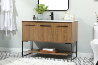 48 inch Single bathroom vanity in walnut brown