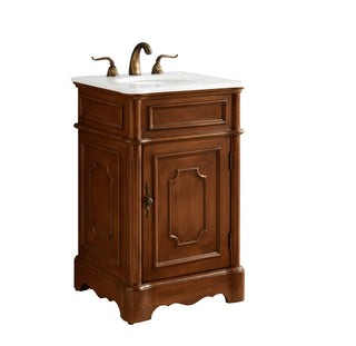 21 inch Single Bathroom vanity in Teak with ivory white engineered marble