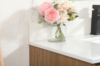 36 inch Single bathroom vanity in walnut brown with backsplash