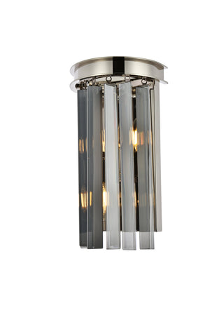 Sydney 2 light polished nickel Wall Sconce Silver Shade (Grey) Royal Cut Crystal