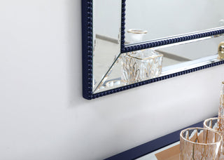 Iris beaded mirror 48 x 32 inch in blue