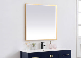 Pier 36x36 inch LED mirror with adjustable color temperature 3000K/4200K/6400K in brass