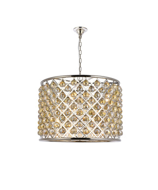 Madison 8 light polished nickel Chandelier Golden Teak (Smoky) Royal Cut Crystal