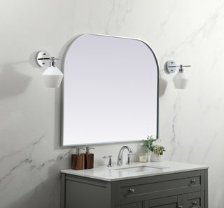 Metal Frame Arch Mirror 42x34 Inch in Silver