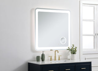 Lux 36in x 36in Hardwired LED mirror with magnifier and color changing temperature 3000K/4200K/6000K