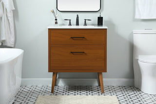 30 inch Single bathroom vanity in teak