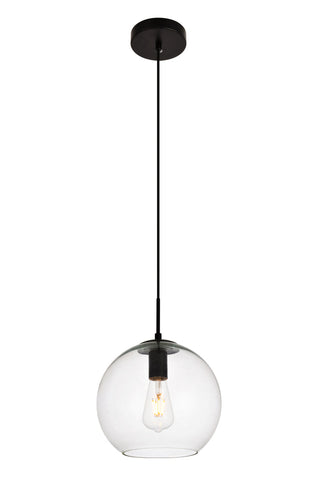 Placido Collection Pendant D9.8 H9.8 Lt:1 Black and Clear Finish