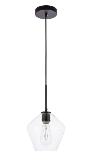 Gene 1 light Black and Clear glass pendant