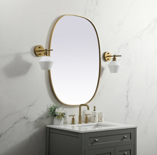 Metal Frame Oval Mirror 30x40 Inch in Brass