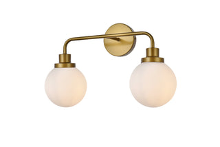 Hanson 2 lights bath sconce in brass with frosted shade