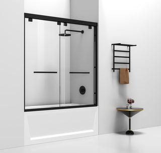 Semi-frameless tub door 60 x 60 Matte Black