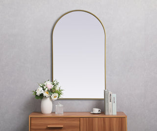 Metal Frame Arch Mirror 24x40 Inch in Brass