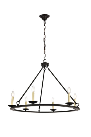 Maine Collection Chandelier D32.4 H23.25 Lt:6 Black Finish