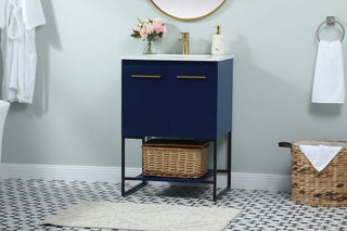 24 inch Single bathroom vanity in blue