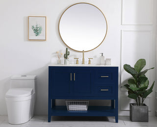 42 inch Single Bathroom Vanity in Blue with Backsplash