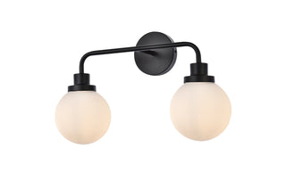 Hanson 2 lights bath sconce in black with frosted shade