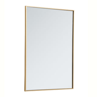 Metal frame rectangle mirror 30 inch in Brass