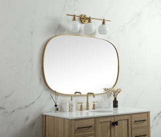 Metal Frame Oval Mirror 30x48 Inch in Brass