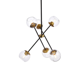 Axl 24 inch pendant in black and brass with clear shade