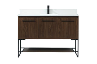 48 inch Single bathroom vanity in walnut with backsplash