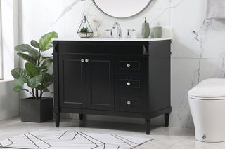 42 inch Single bathroom vanity in black with backsplash