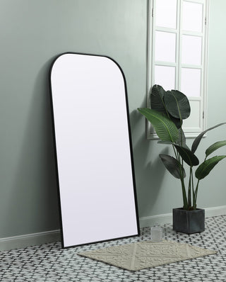 Metal Frame Arch Full Length Mirror 35x66 Inch in Black