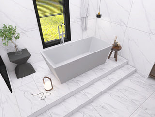 67 inch soaking rectangular bathtub in glossy white