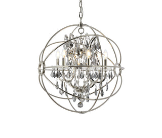 Geneva 6 light polished nickel Chandelier Silver Shade (Grey) Royal Cut crystal