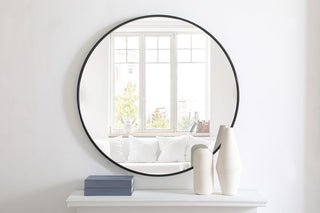 Metal frame Round Mirror 36 inch Black finish