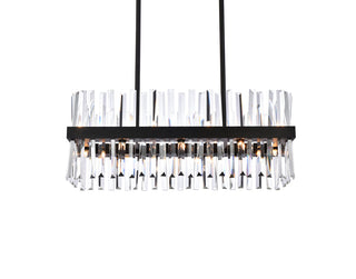 Serephina 30 inch crystal rectangle chandelier light in black