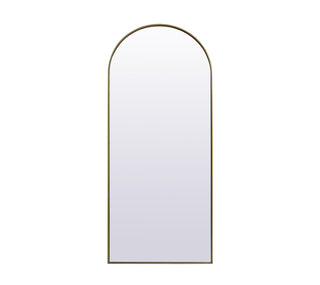 Metal Frame Arch Full Length Mirror 32x76 Inch in Brass