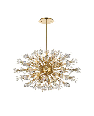 Vera 36 inch crystal starburst oval pendant in gold