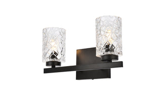 Cassie 2 lights bath sconce in black with clear shade