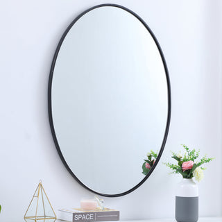 Metal frame oval mirror 40 inch in Black