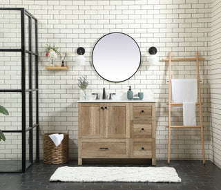 42 inch Single bathroom vanity in natural oak with backsplash