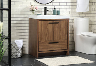 30 inch Single bathroom vanity in walnut brown