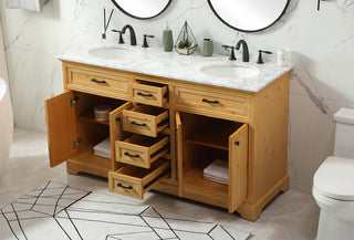 60 inch double bathroom vanity in natural wood