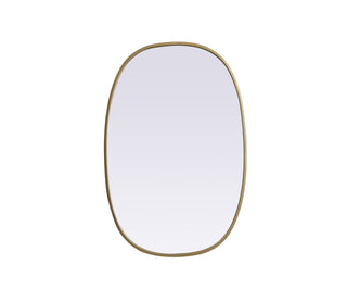 Metal Frame Oval Mirror 20x30 Inch in Brass