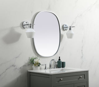 Metal Frame Oval Mirror 24x30 Inch in Silver