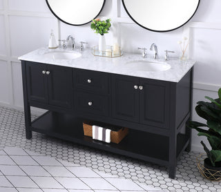 60 in. double sink bathroom vanity set in Black